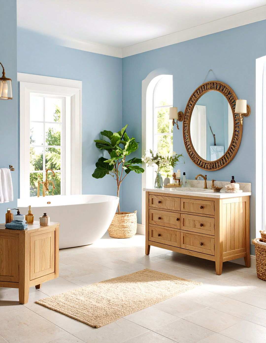 Mediterranean Blue Bathroom - 24 Tuscan Bathroom Ideas