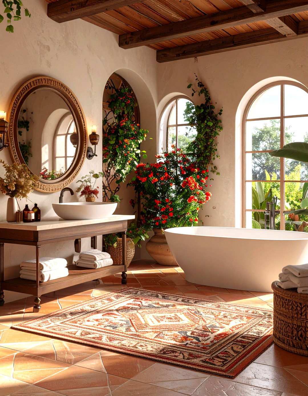 Mediterranean Elegance with Warm Earth Tones - 24 Restaurant Bathroom Ideas