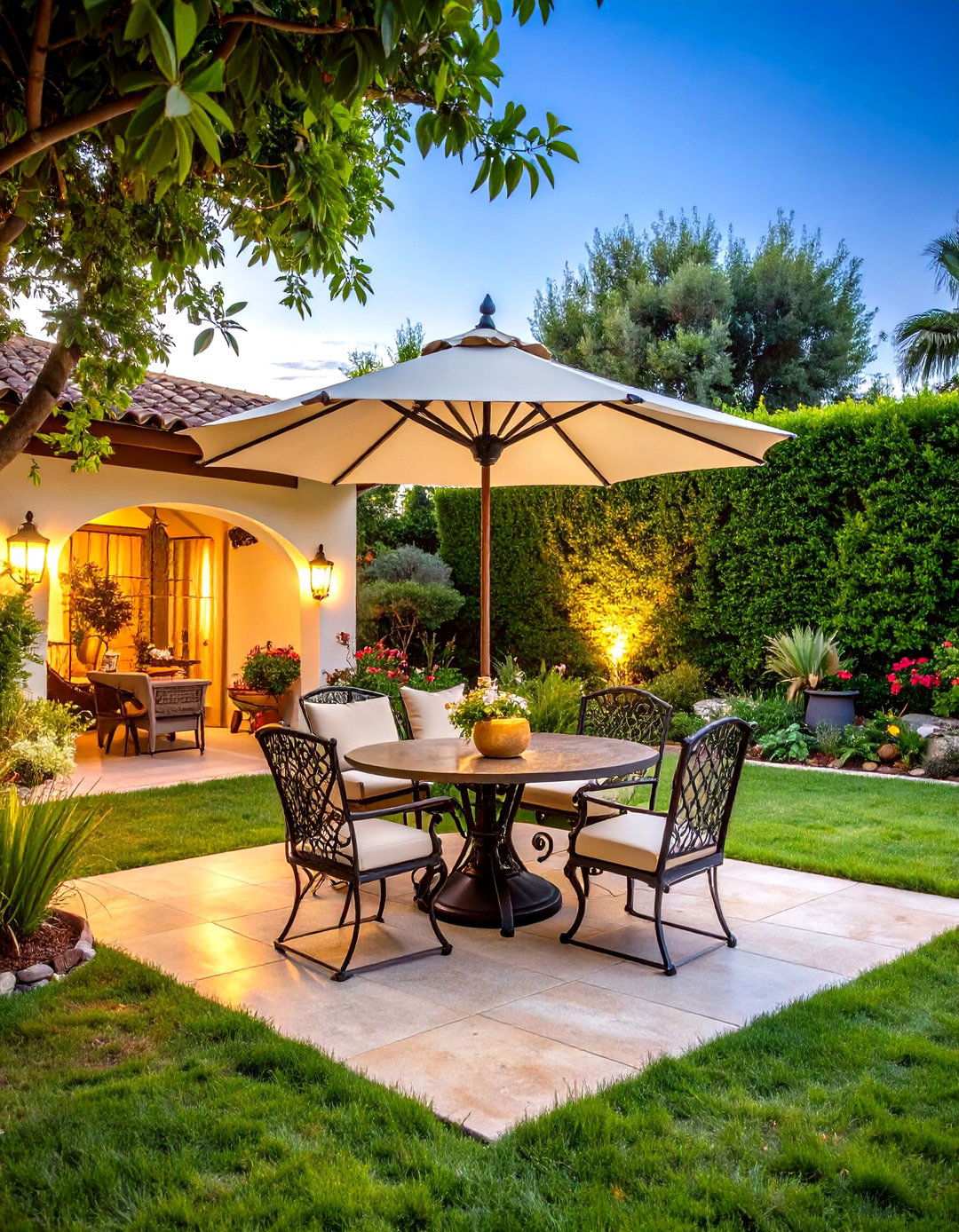 Mediterranean Patio Fan with Wrought Iron Scrollwork - 24 Patio Fan Ideas