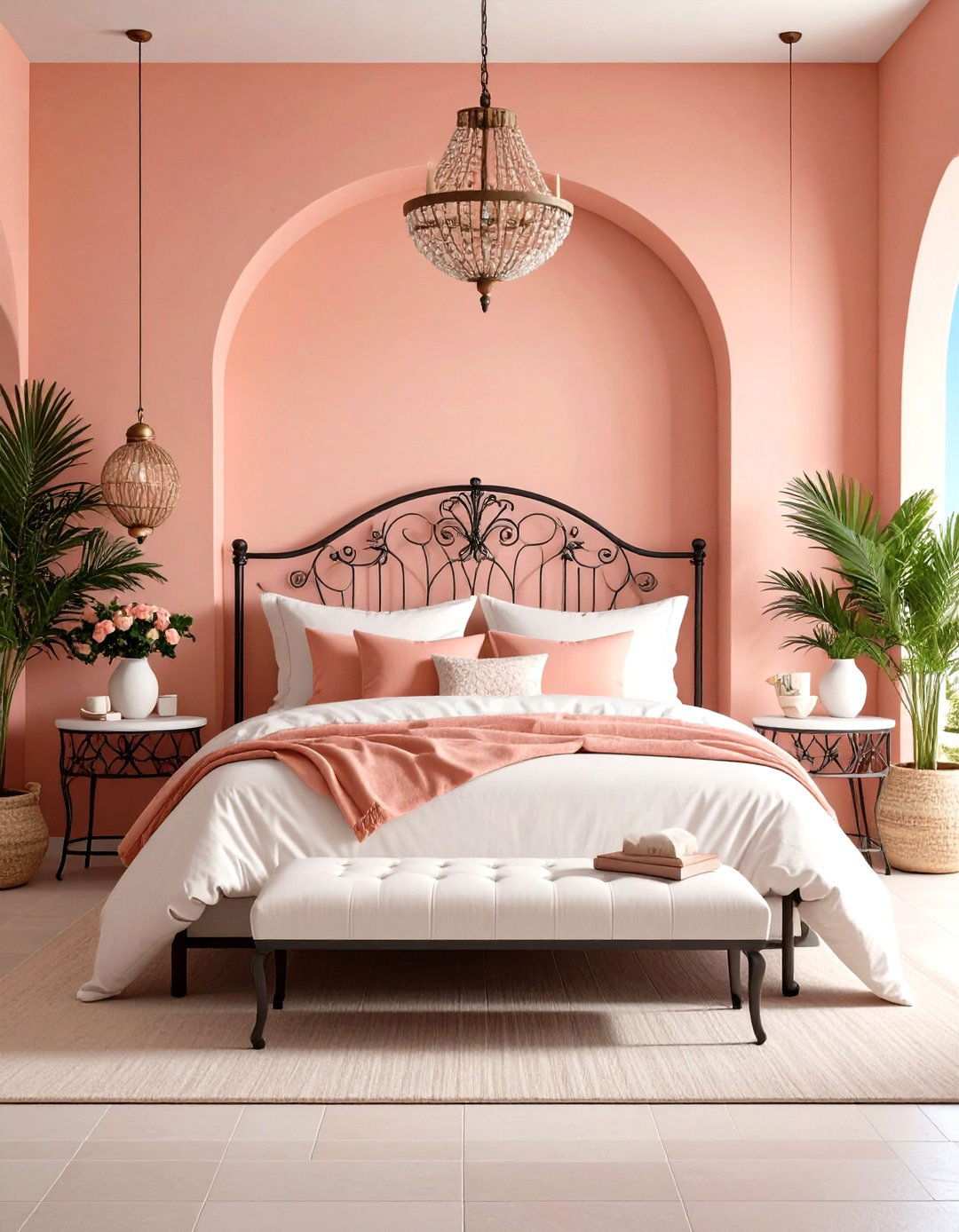Mediterranean Pink Bedroom - 24 Pink and White Bedroom Ideas
