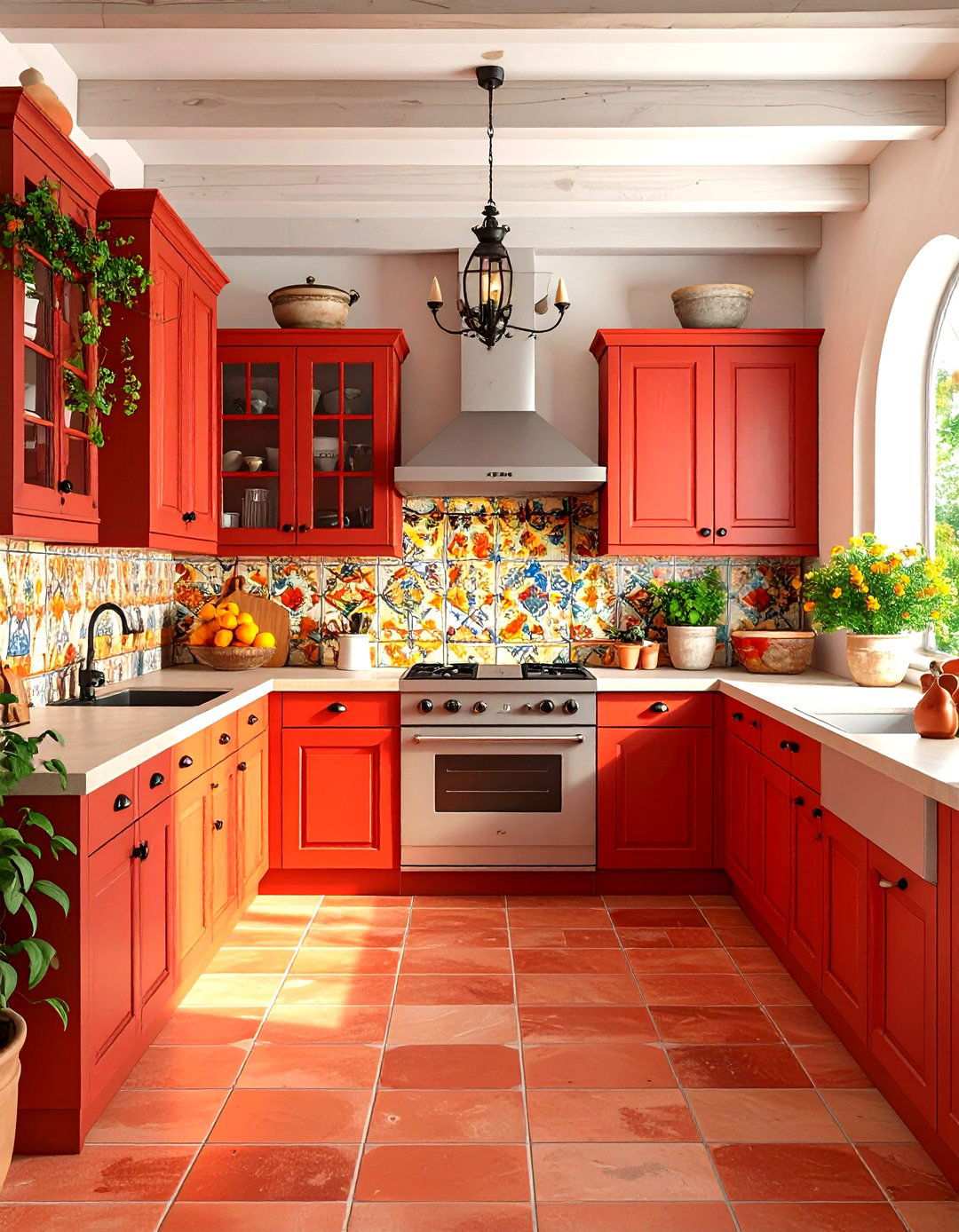Mediterranean Red Terracotta Kitchens - 24 Red Kitchens