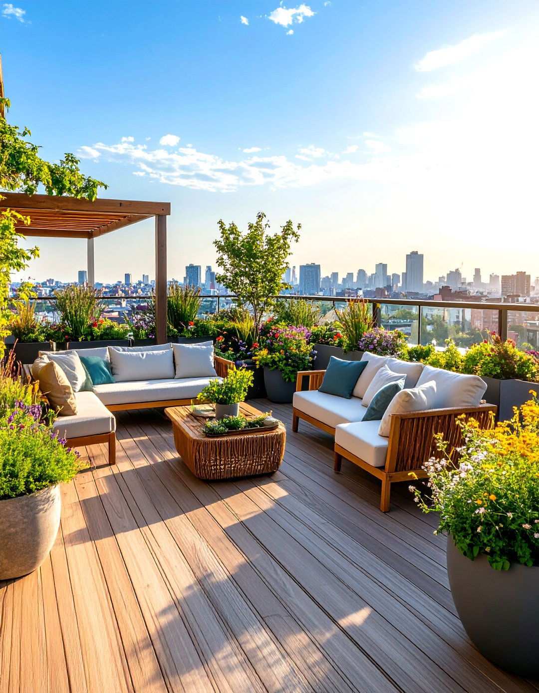 Mediterranean Rooftop Terrace Garden - 24 Mediterranean Patio Ideas