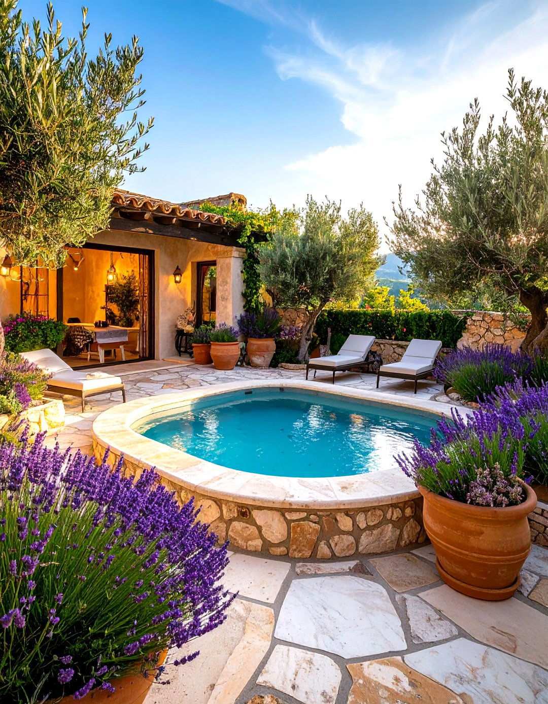 Mediterranean Stone Courtyard Spa - 24 Hot Tub Landscaping Ideas