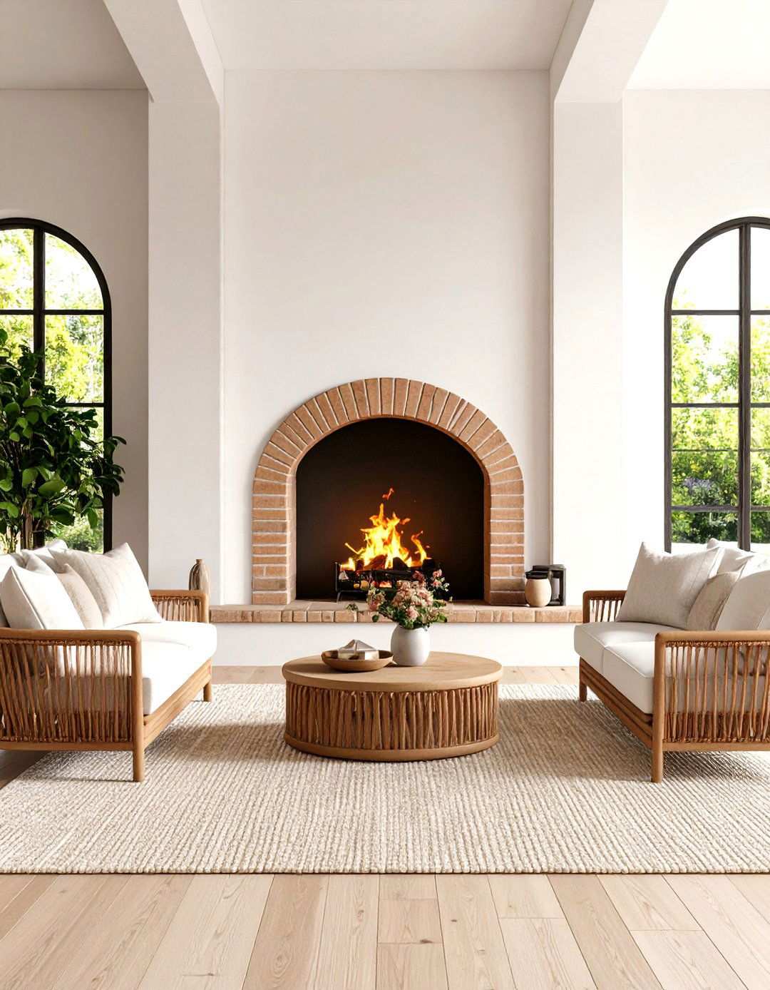 Mediterranean Style Brick Fireplace - 24 Rustic Brick Fireplace Ideas