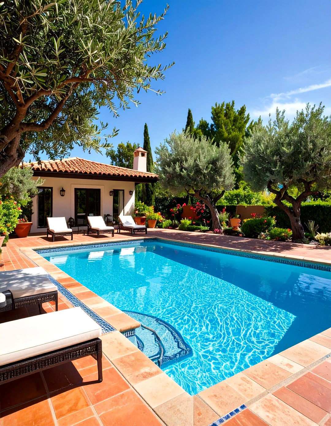 Mediterranean Style Design - 24 Rectangle Pool With Hot Tub