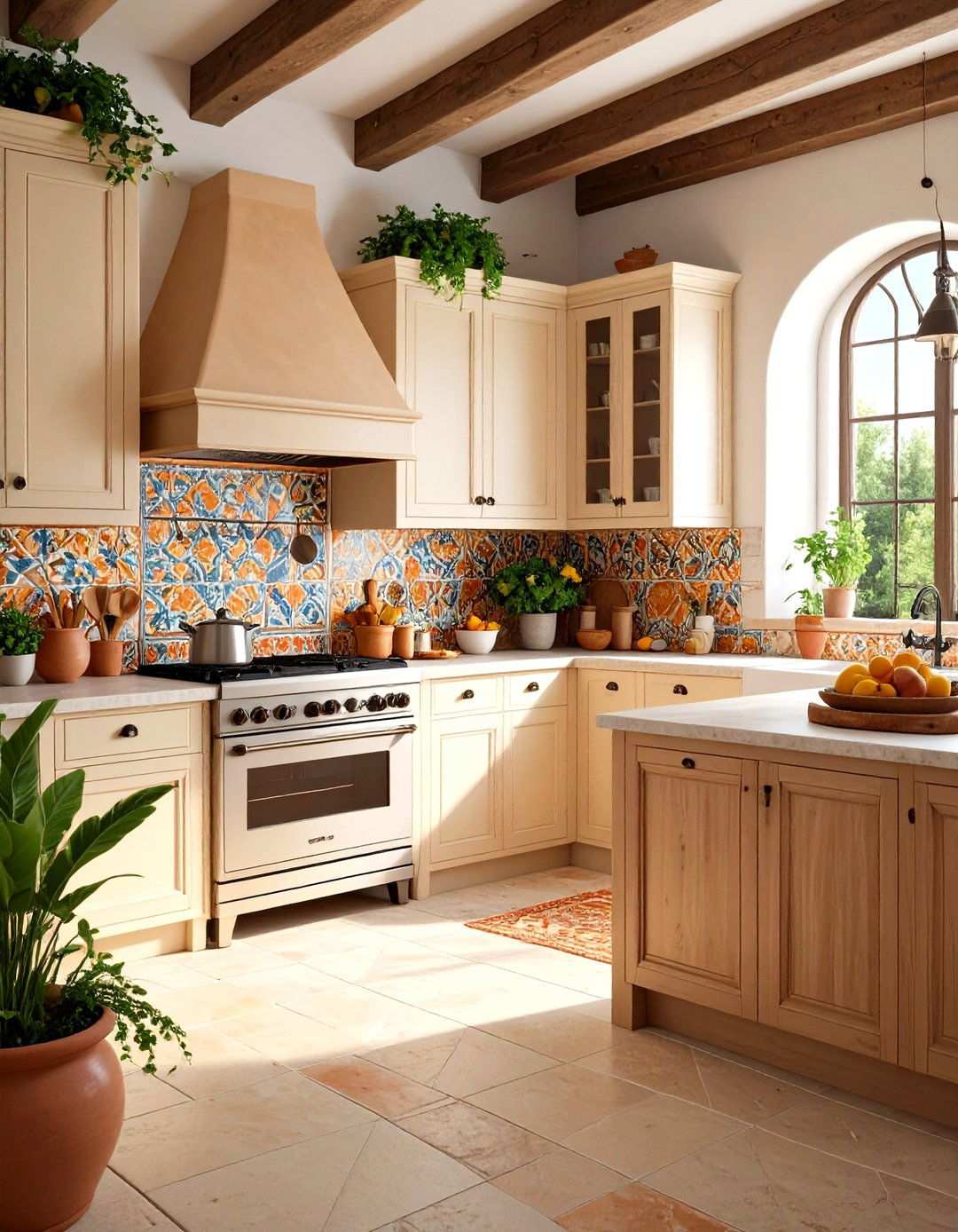 Mediterranean Style One Wall Kitchen with Terra Cotta Accents - 24 One Wall Kitchen Ideas