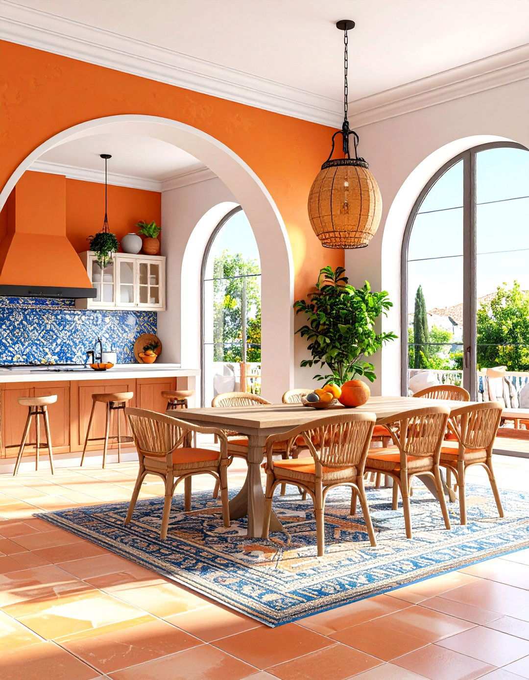Mediterranean Style Open Floor Plan with Warm Terracotta - 24 Open Floor Plan Ideas