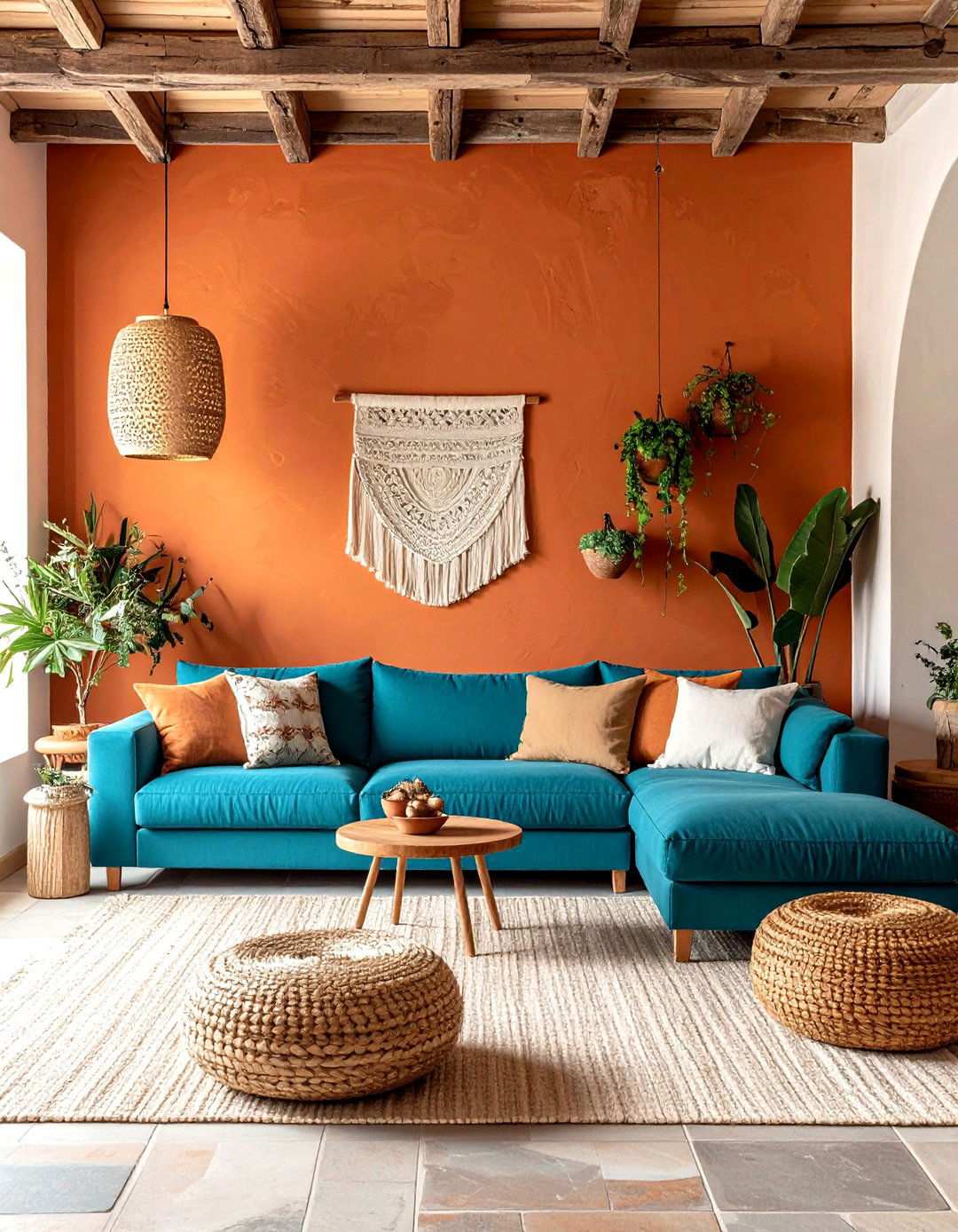 Mediterranean Terracotta and Azure Escape - 24 orange and blue living room ideas
