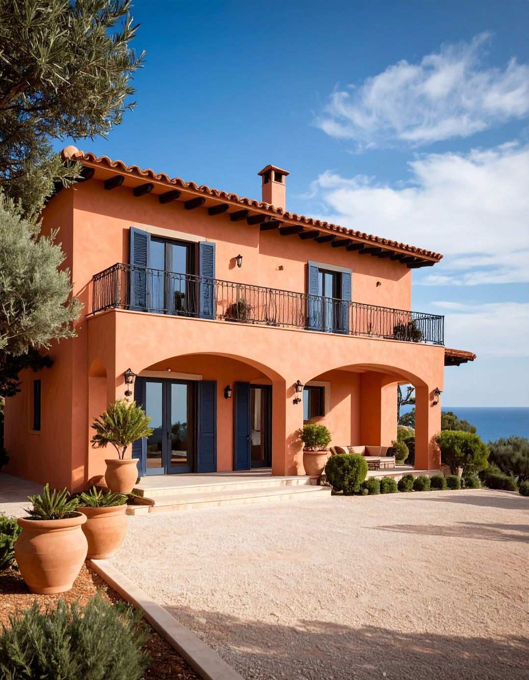 Mediterranean Terracotta Rose Villa - 24 Pink House Exterior Ideas