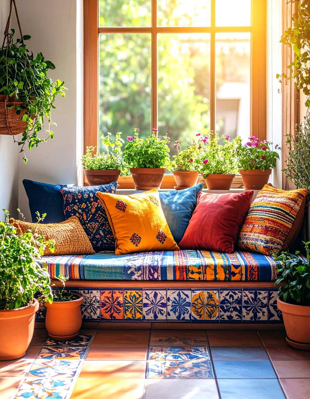 Mediterranean Tile Accented Seating - 24 Window Seat Ideas