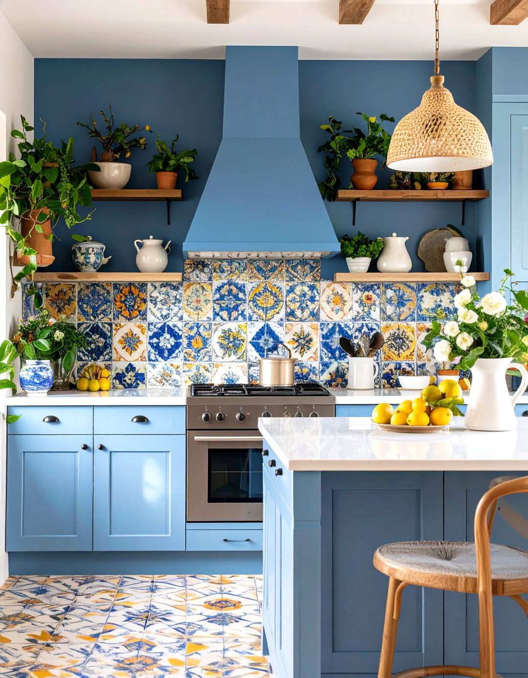 Mediterranean Tile Feature Wall - 24 Kitchen Wall Decor Ideas