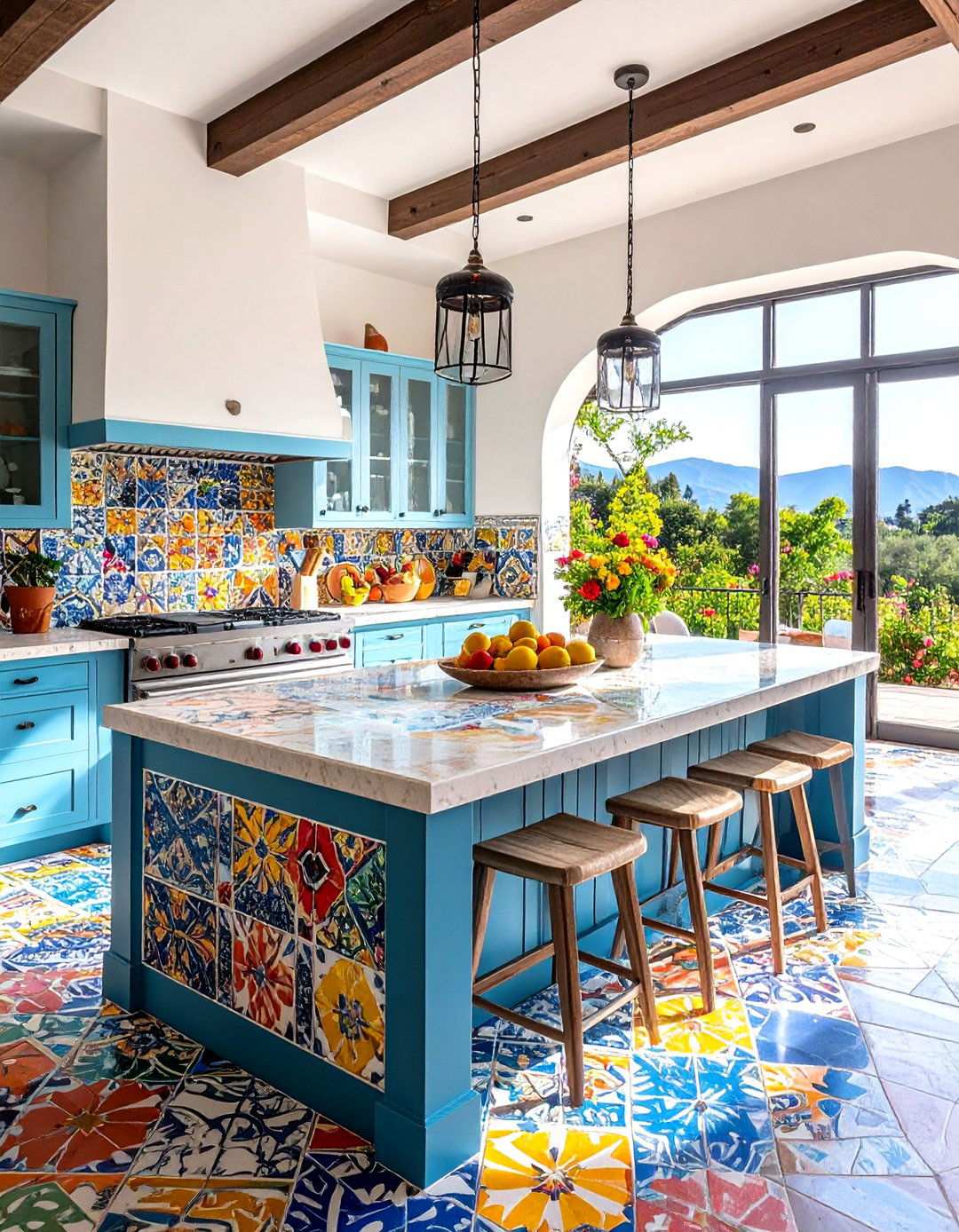 Mediterranean Tile Island - 24 Outdoor Kitchen Island Ideas