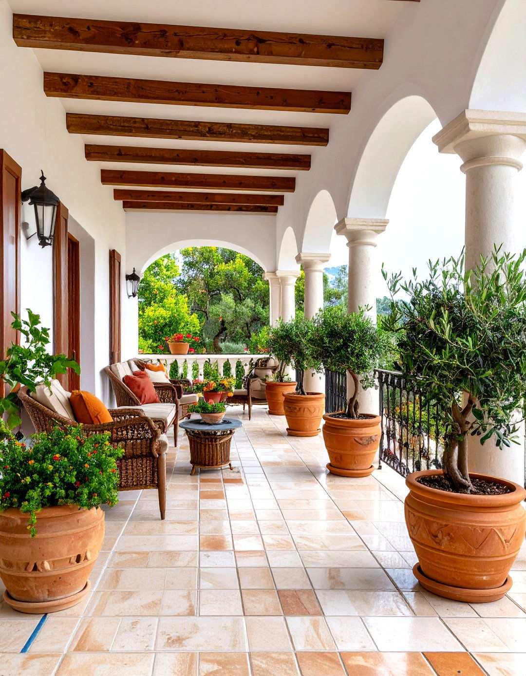 Mediterranean Veranda with Terracotta Tiles - 24 Veranda Ideas