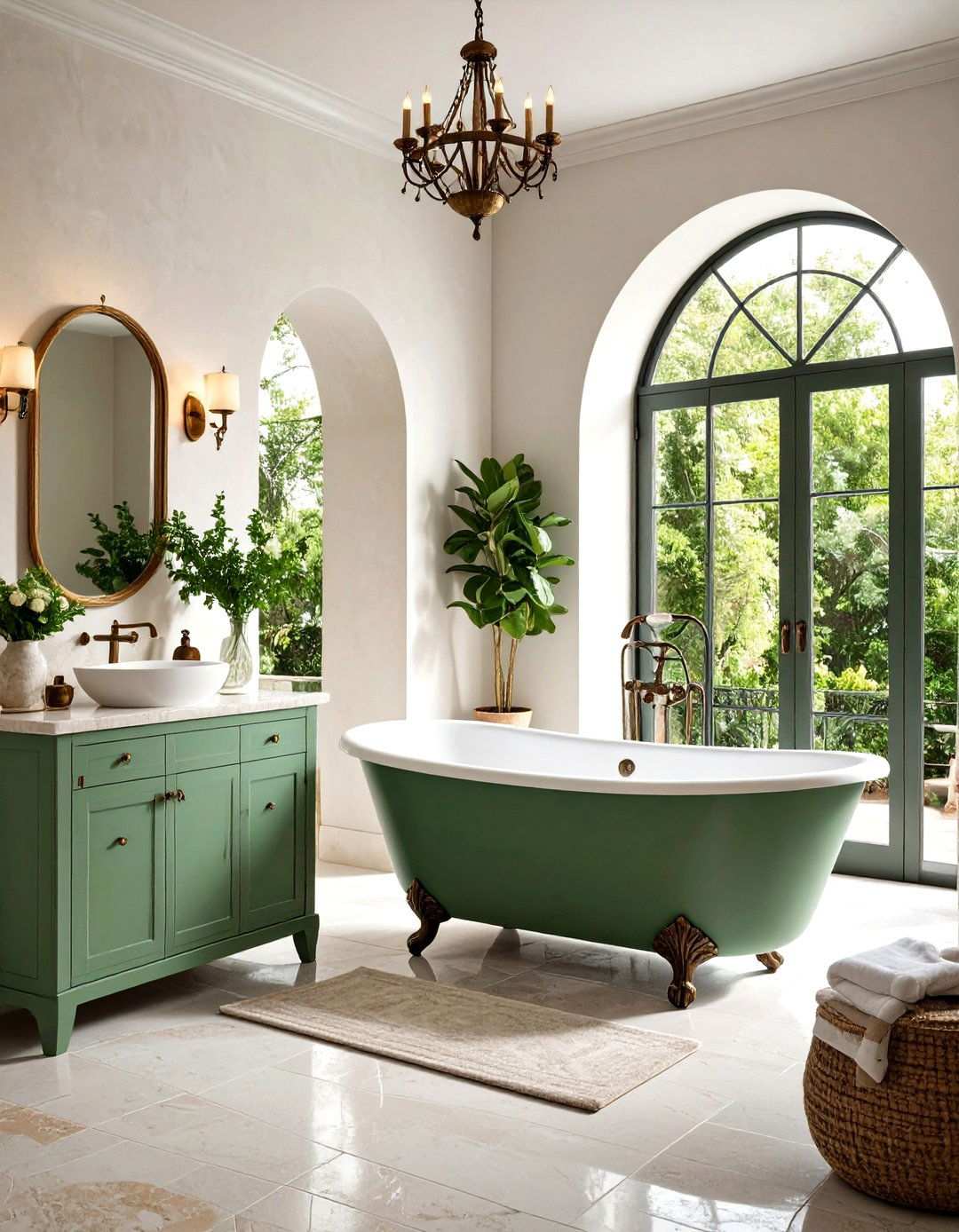 Mediterranean Villa Pink and Green Romance - 24 Pink and Green Bathroom Design Ideas
