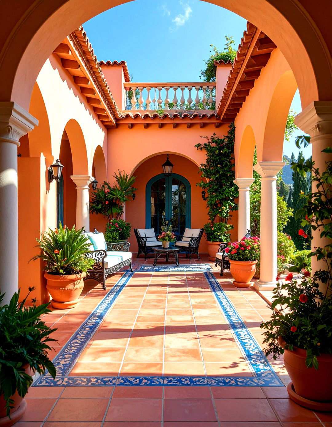 Mediterranean Villa Screened Terrace - 24 Screened-in Deck Ideas