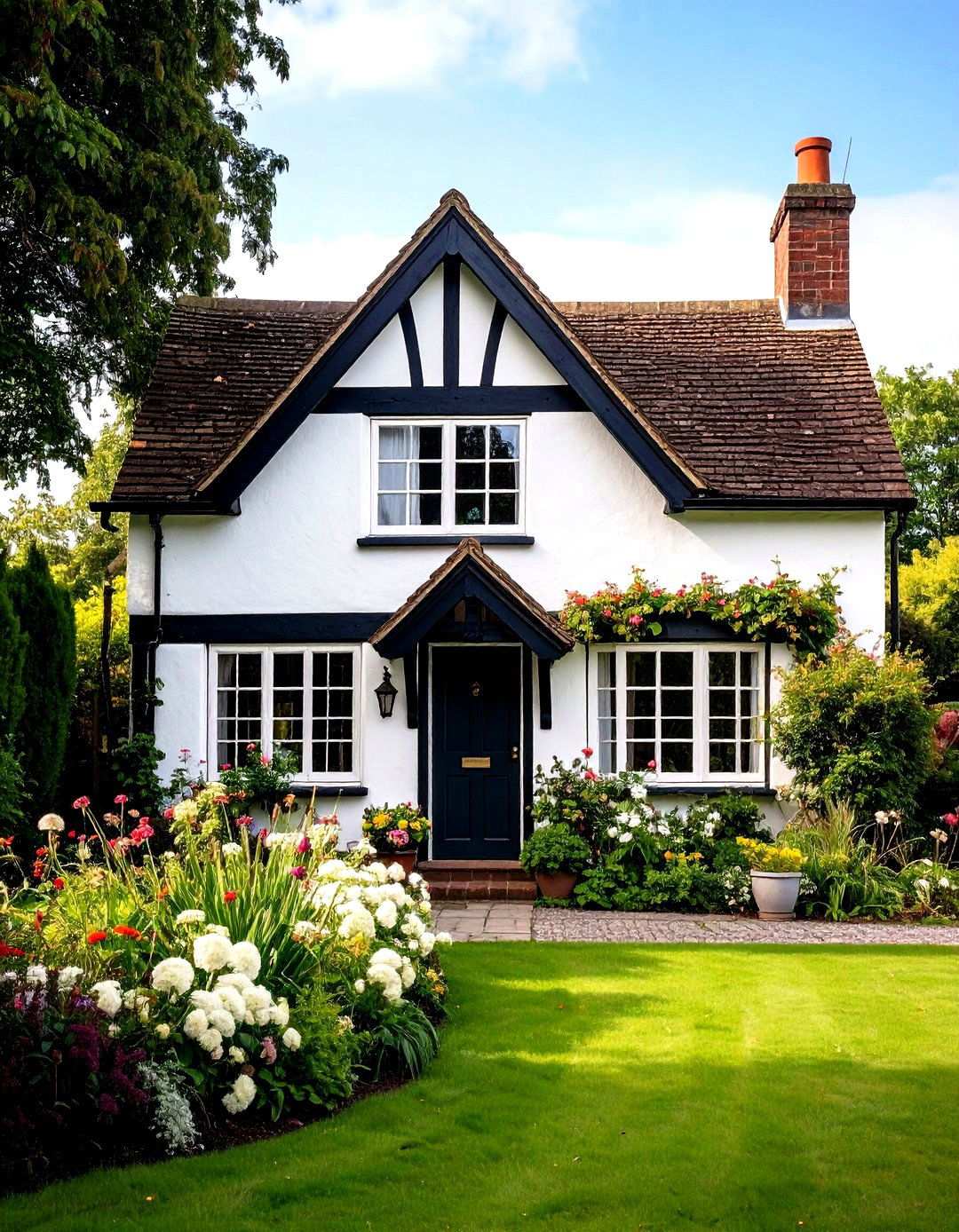 Mediterranean Villa with Black Wrought Iron - 24 single story white house black trim