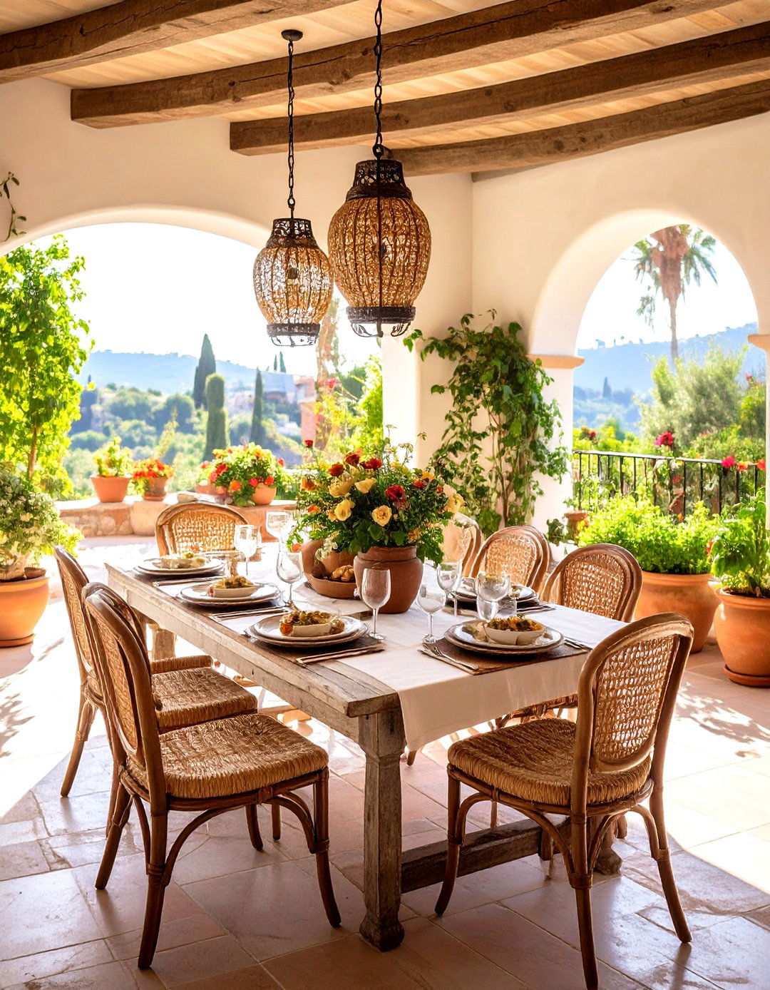 Mediterranean Vintage Dining Room with Warm Earth Tones - 24 Vintage Dining Room Ideas