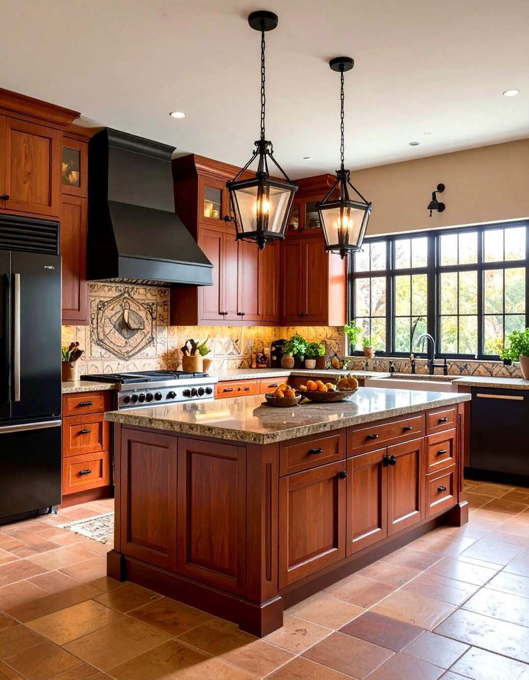 Mediterranean Warm Wood Kitchen - 24 Small Kitchen with Black Appliances Ideas