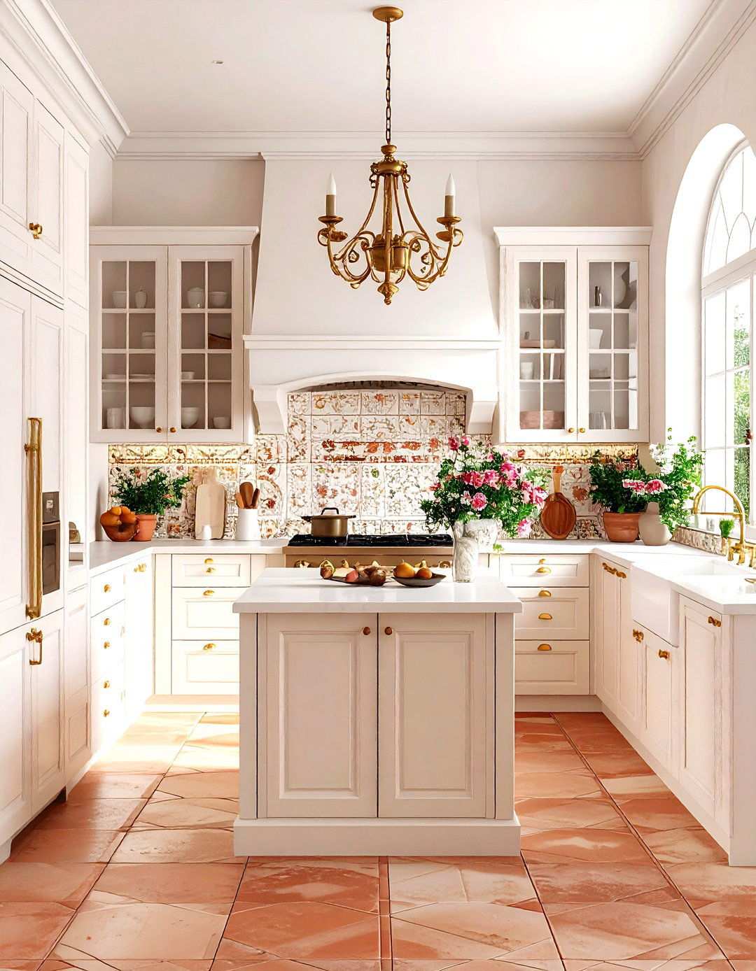 Mediterranean White and Gold Kitchen - 24 White and Gold Kitchen Ideas