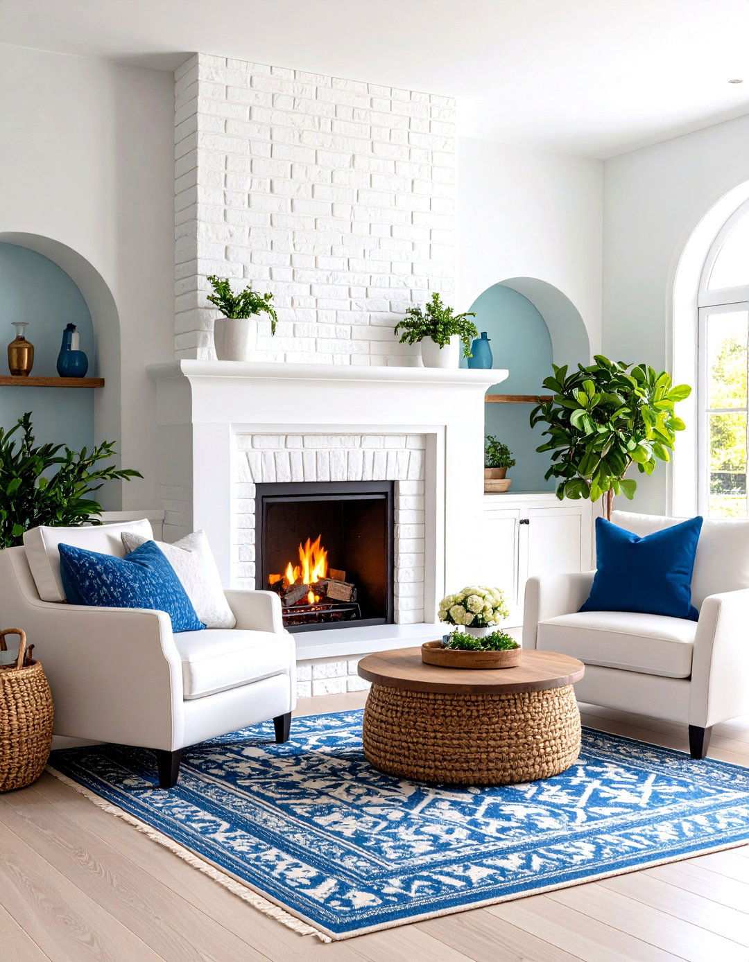 Mediterranean White Brick Fireplace - 24 White Brick Fireplace Ideas