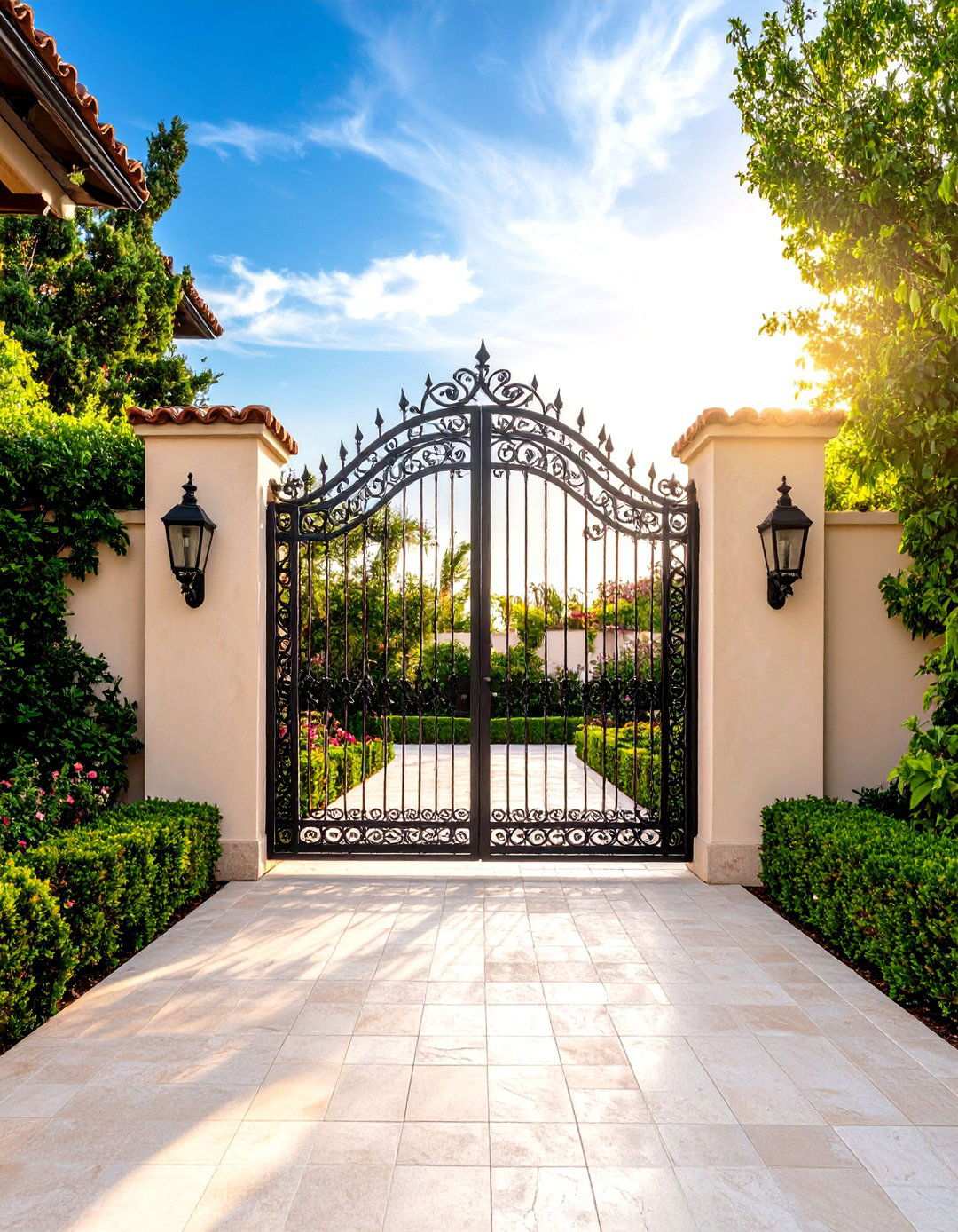 Mediterranean Wrought Iron Courtyard Gates - 24 Metal Garden Gate Ideas