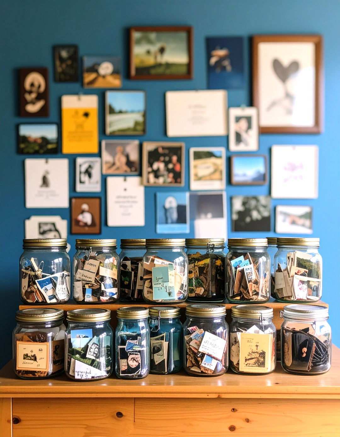 Memory Jar and Photo Combination - 24 Wall Collage Ideas