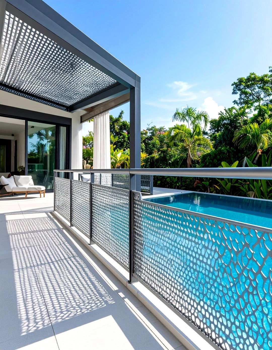 Mesh Panel Pool Deck Railings - 24 Pool Deck Railing Ideas