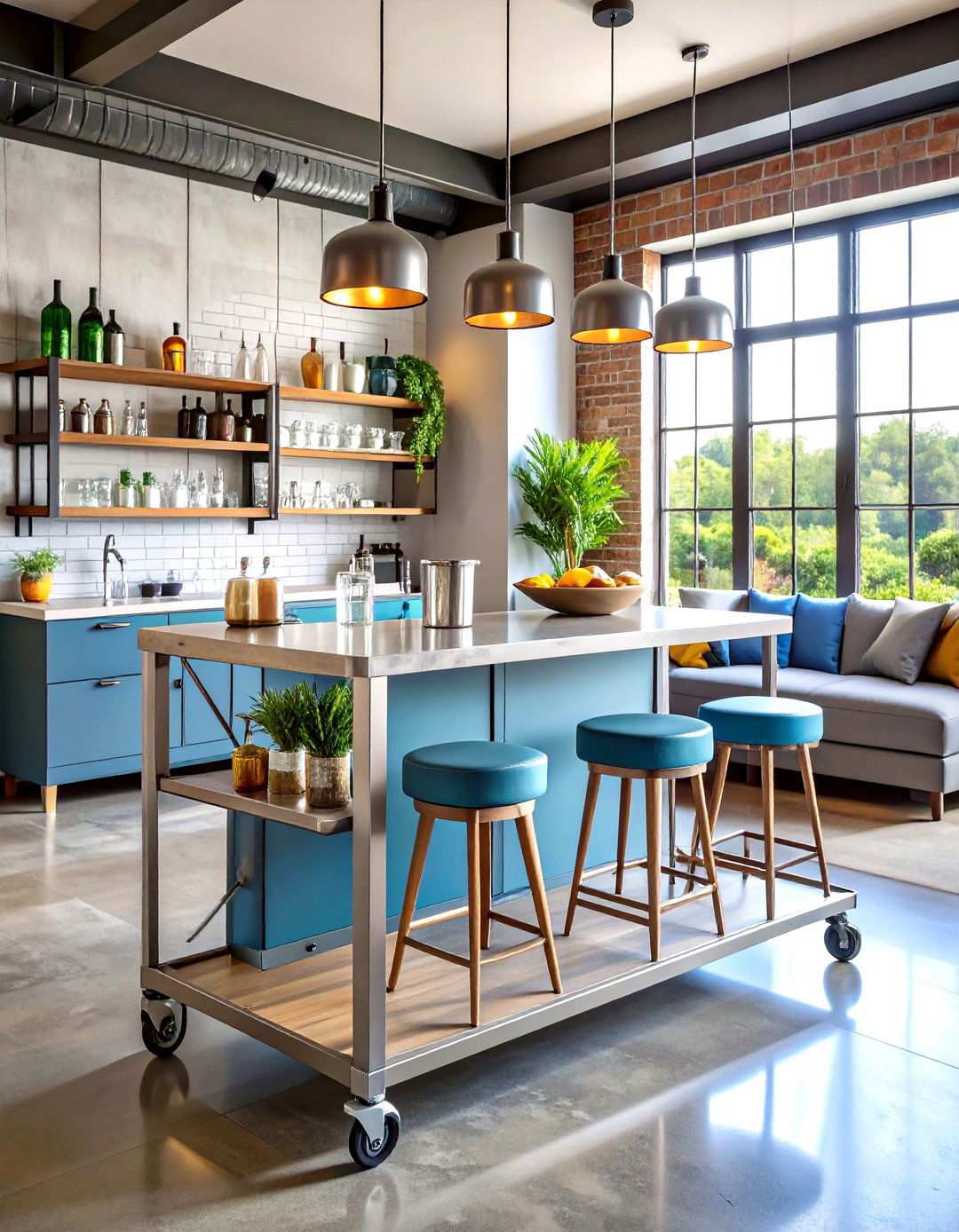Metal Bar Cart Accessories - 24 Industrial Living Room Ideas