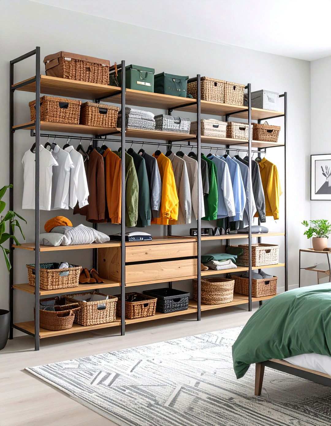 Metal Grid Organization System - 24 Open Closet Ideas