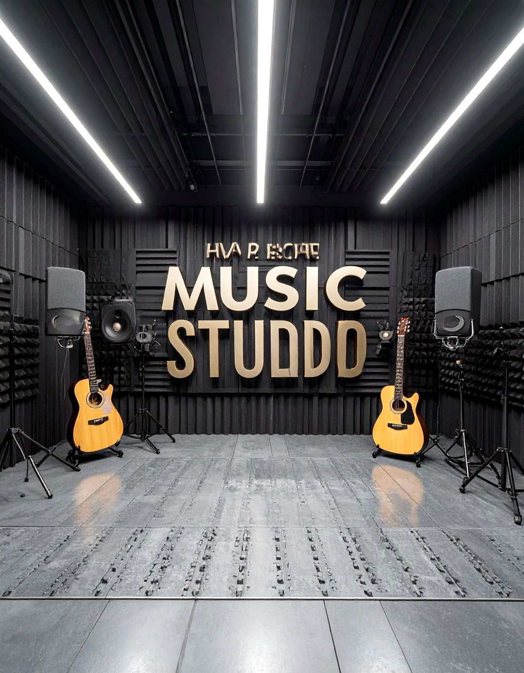 Metal Music Studio Sign with Instrument Graphics - 24 Man Cave Sign Ideas