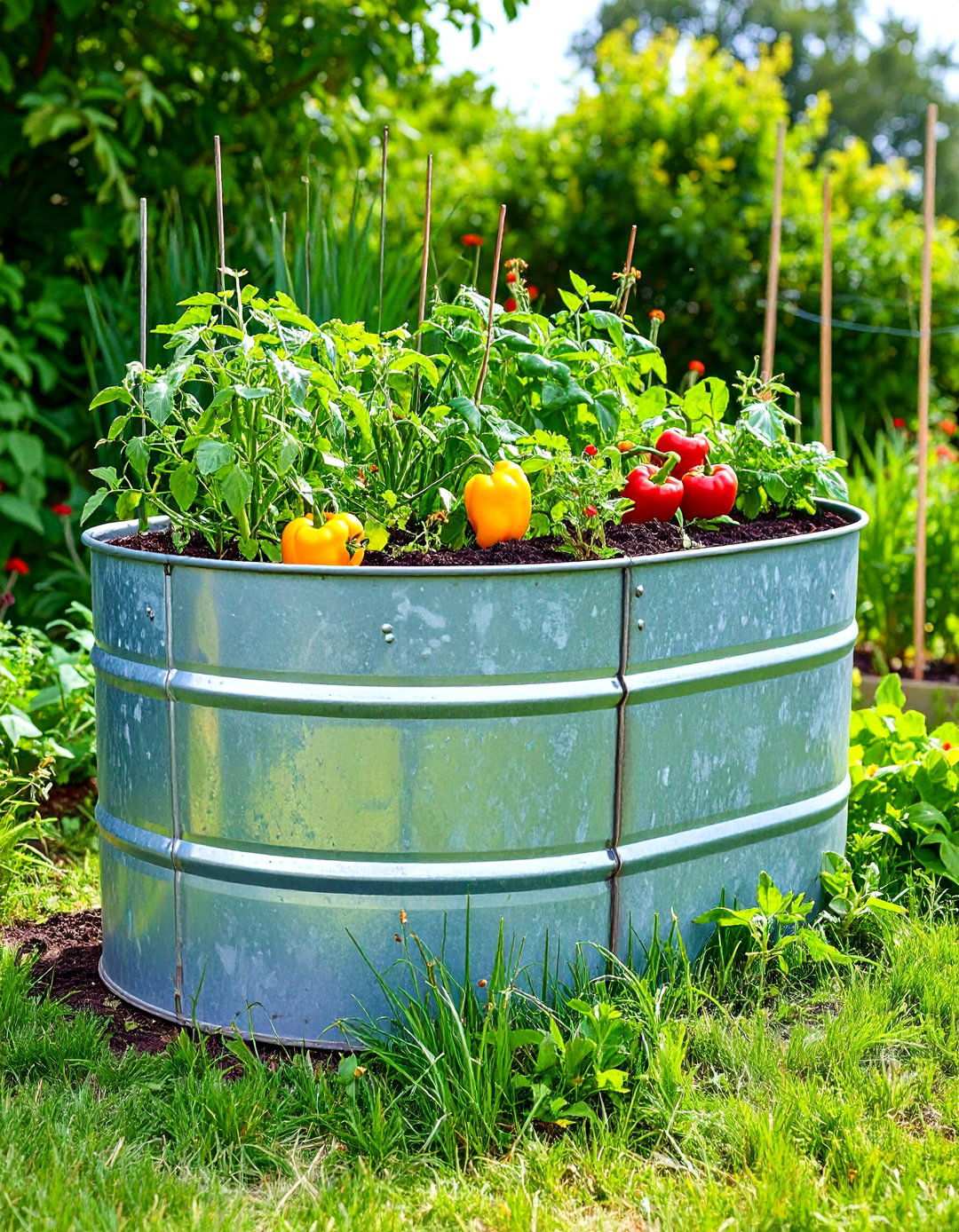 Metal Stock Tank Gardens - 24 Inexpensive Raised Garden Bed Ideas