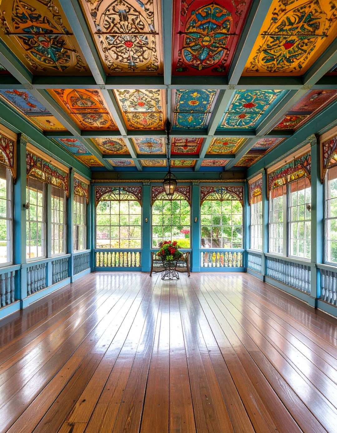 Metal Tin Ceiling with Vintage Patterns - 24 Porch Ceiling Ideas