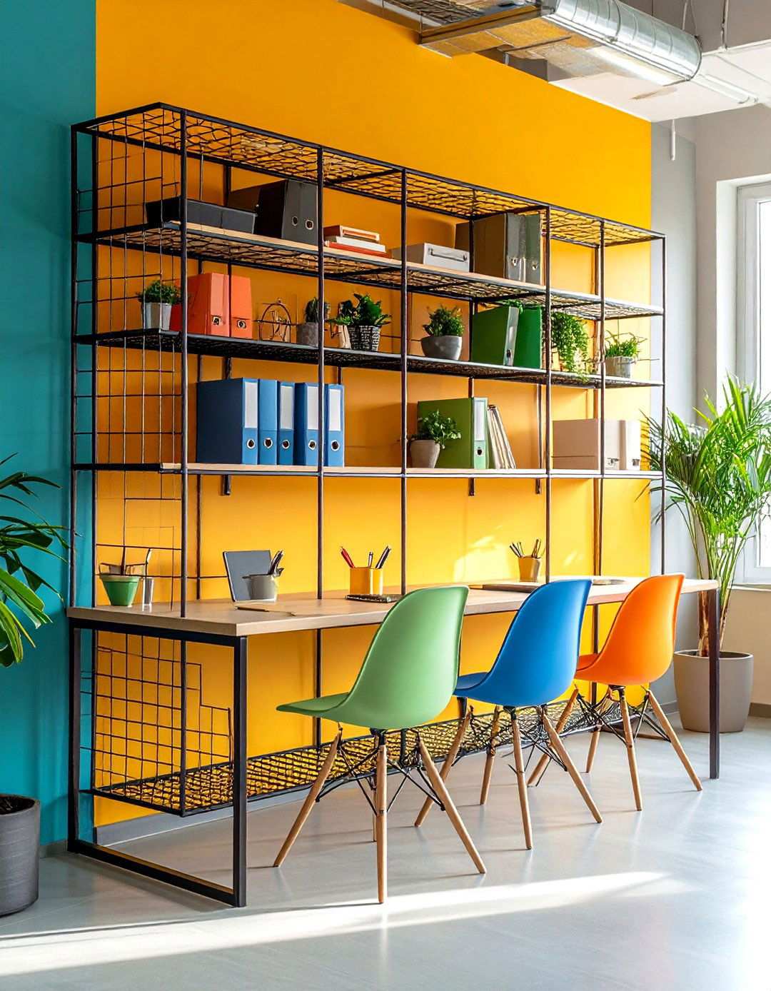 Metal Wire Grid Storage - 24 Office Shelving Ideas