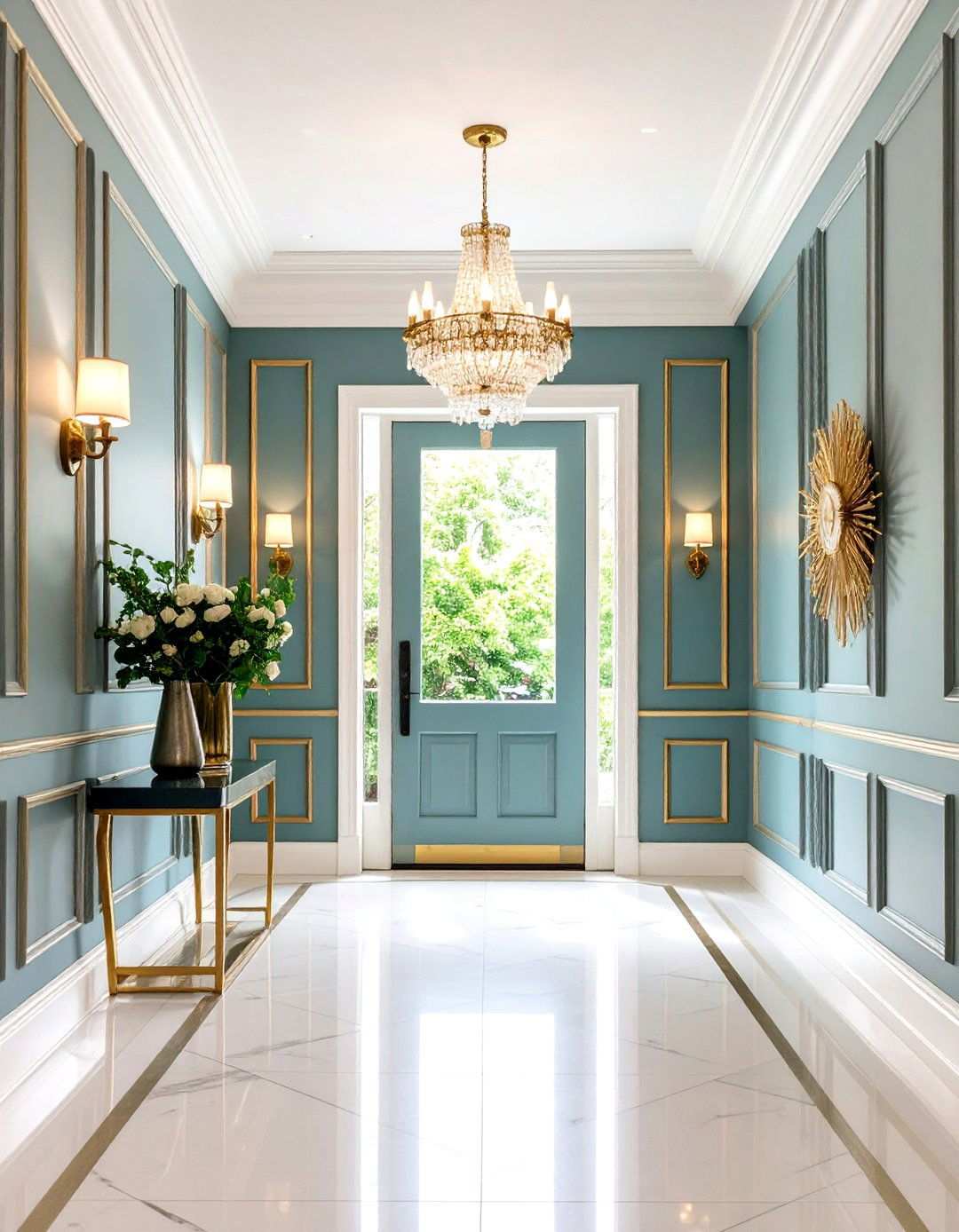 Metallic Accent Integration - 24 Wainscoting Entryway Ideas