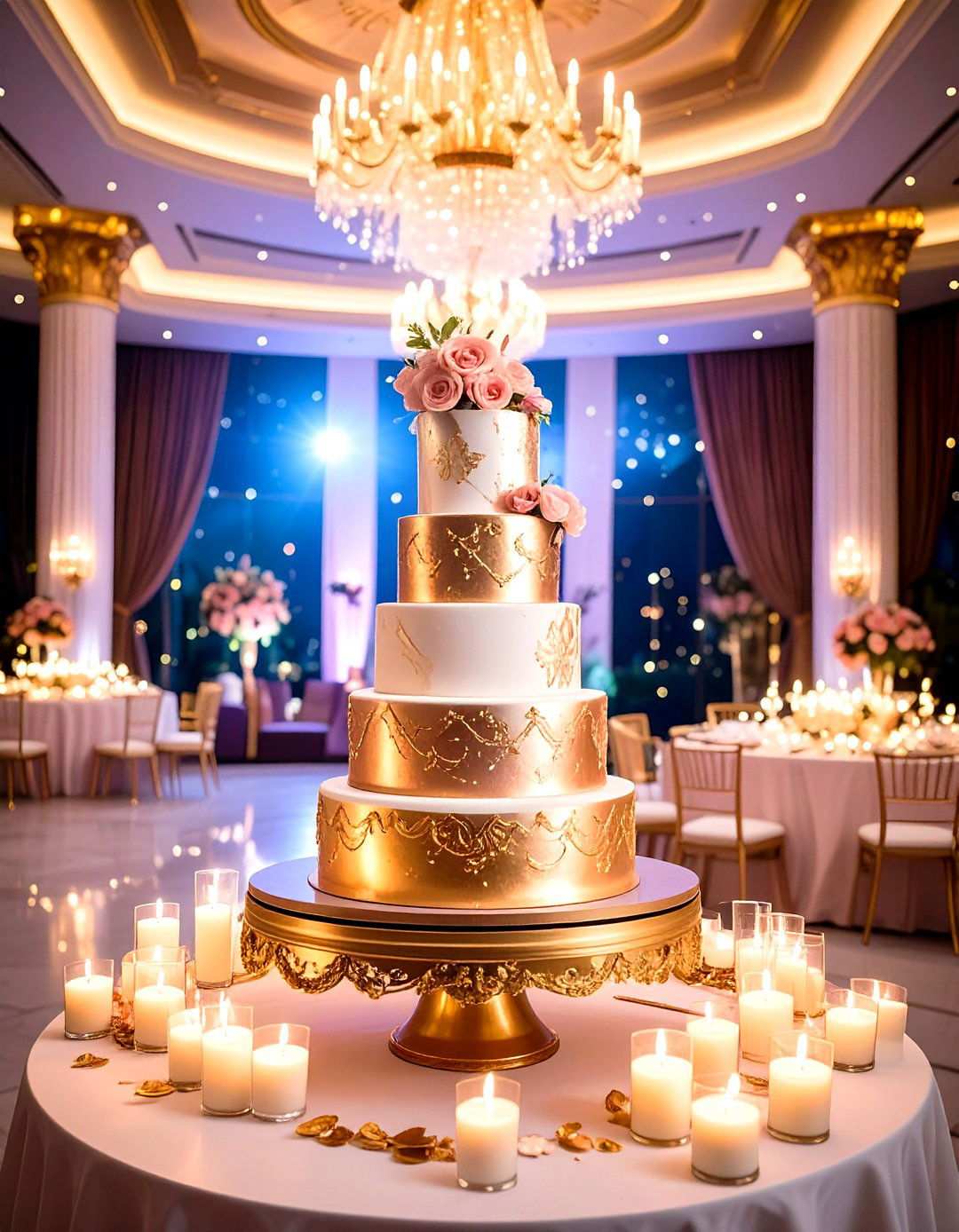 Metallic Accent Luxury Cake - 24 Small Wedding Cake Ideas