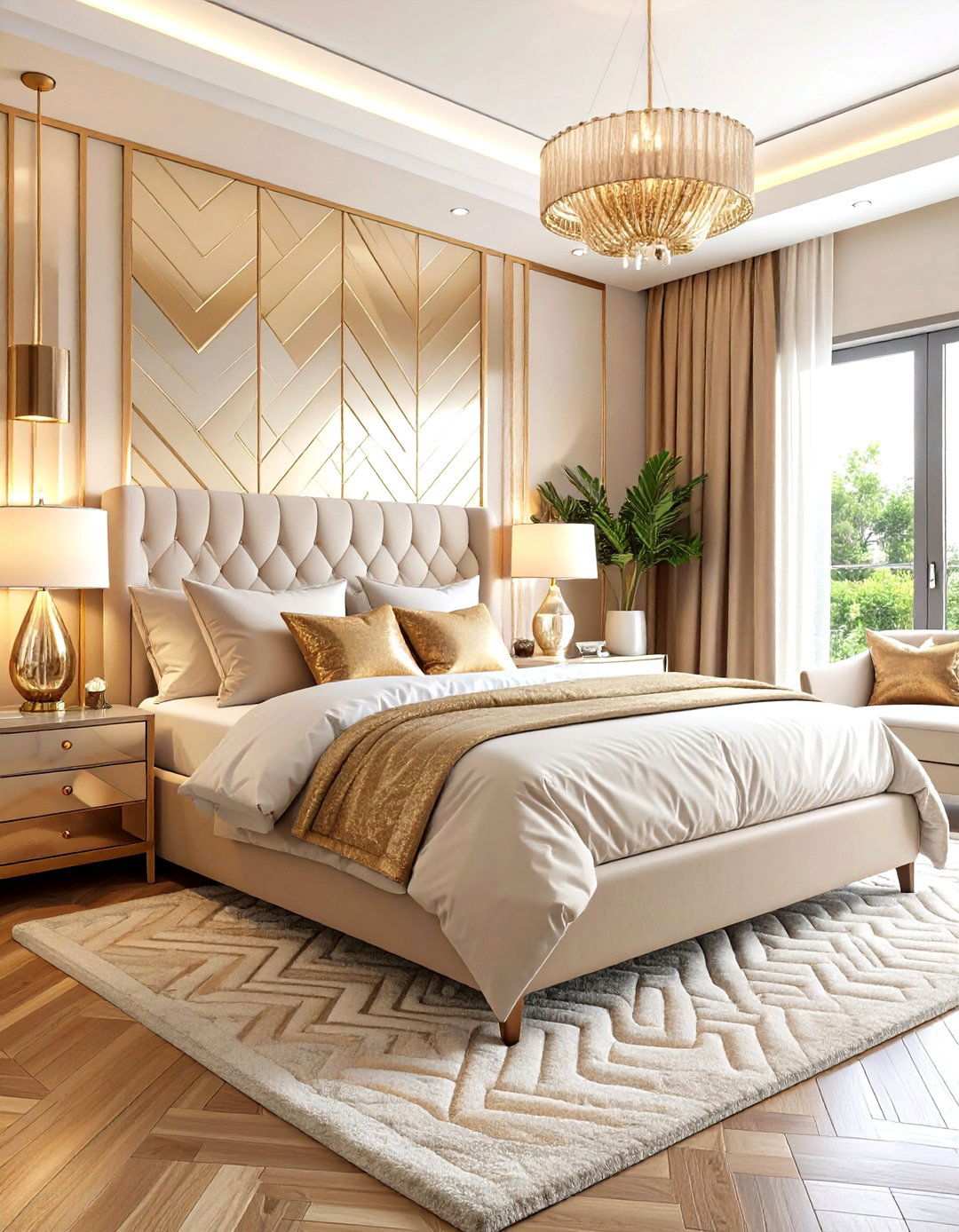 Metallic Chevron Wallpaper for Glamorous Bedrooms - 24 Wallpaper Ideas