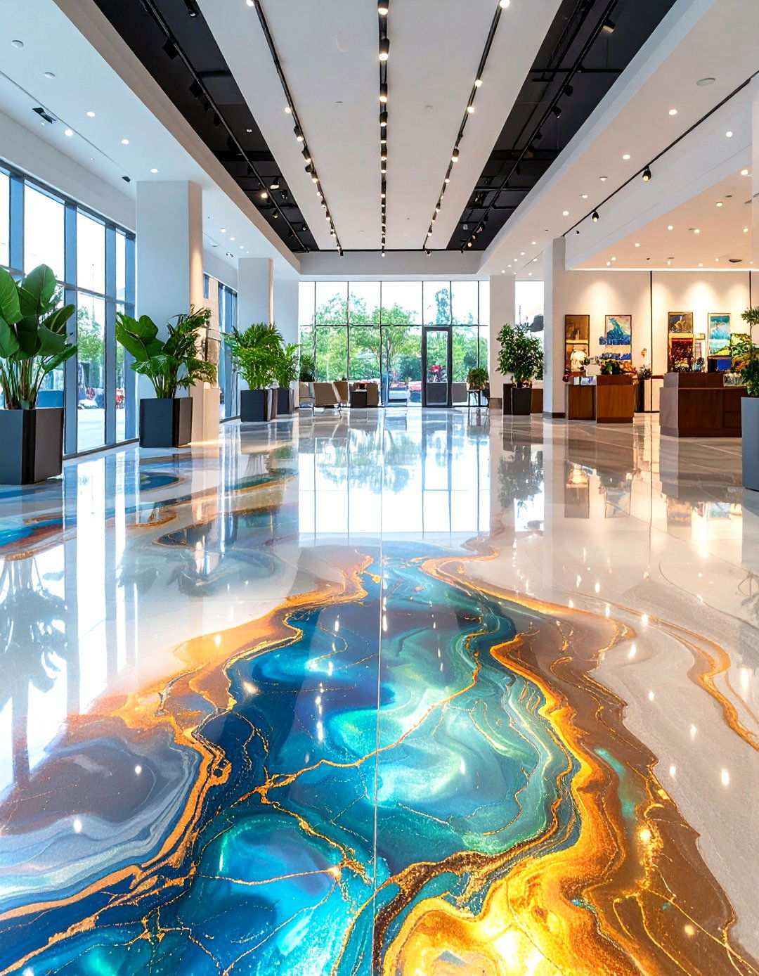 Metallic Epoxy Floors with Three Dimensional Depth - 24 Types of Concrete Floor Finishes