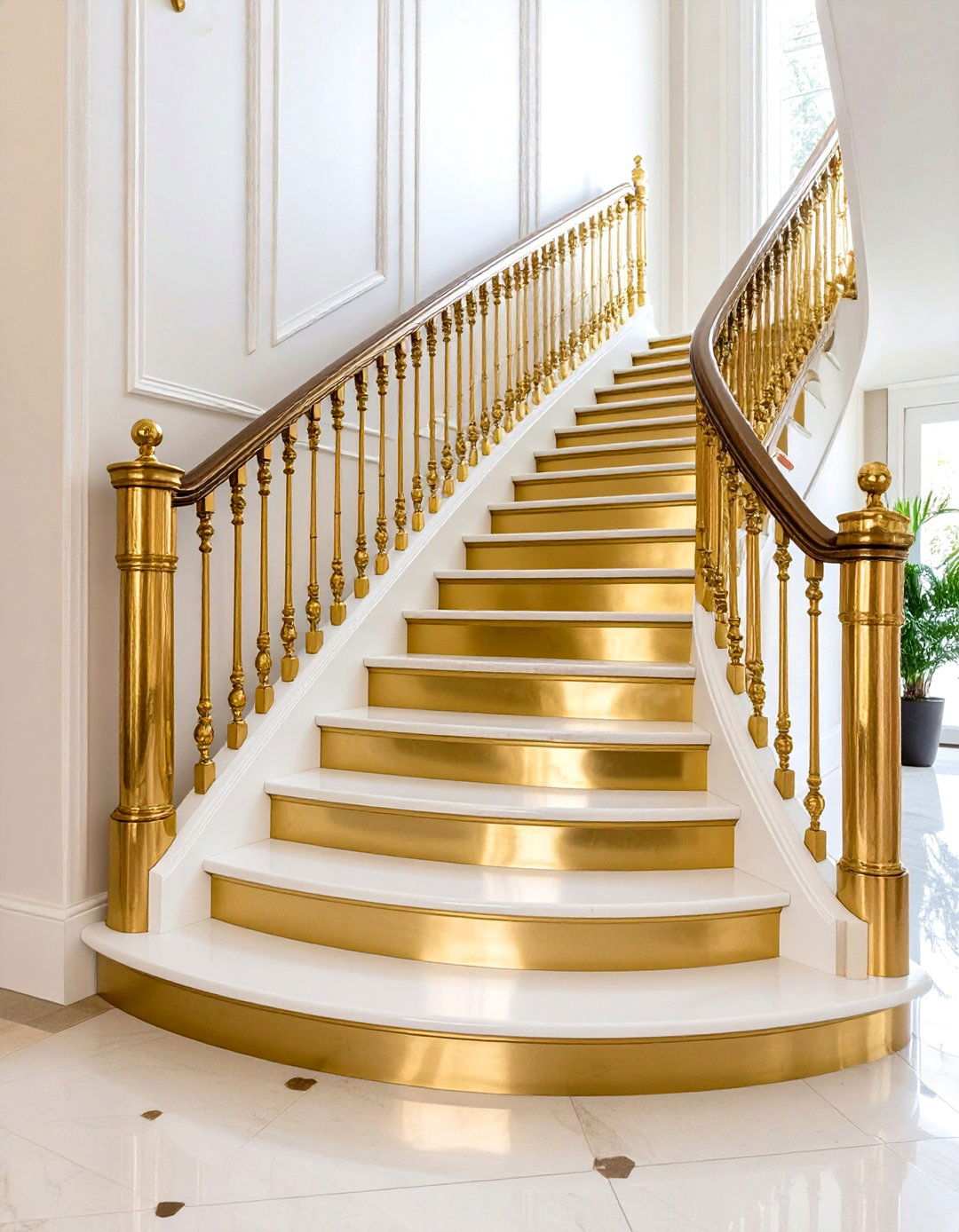 Metallic Painted Stair Glamour - 24 Painted Stair Ideas