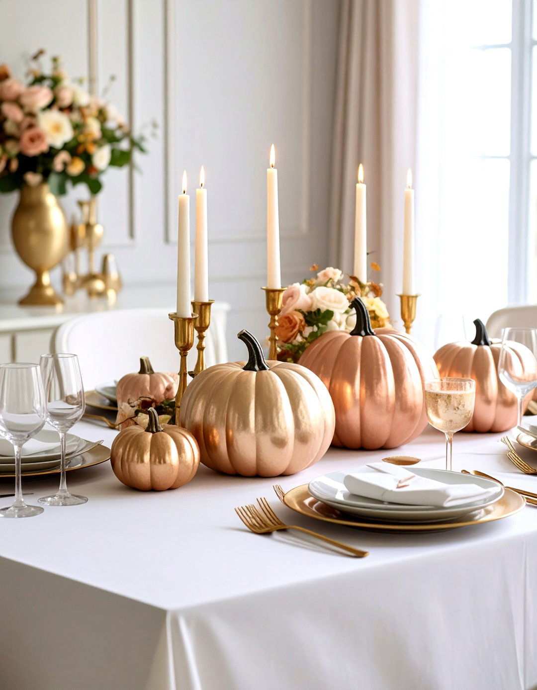 Metallic Spray Paint Pumpkin Glam - 24 Pumpkin Decor Ideas