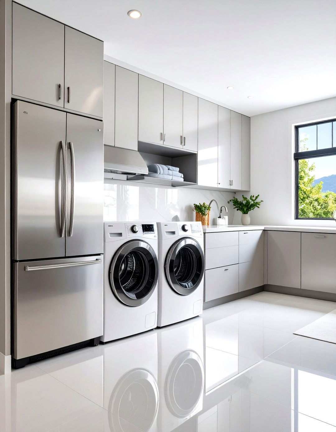 Metallic Stainless Steel Backsplash - 24 Laundry Room Backsplash Ideas
