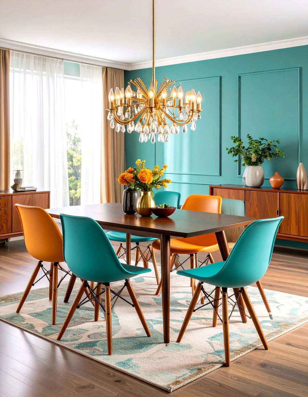 Mid Century Modern Dining Room with Teak Accents - 24 Vintage Dining Room Ideas