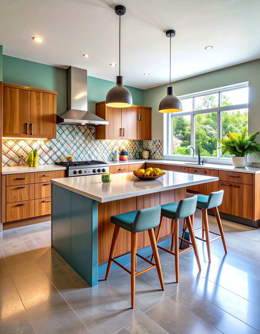 Mid Century Modern Grey Floor Kitchen - 24 Kitchens With Grey Floors