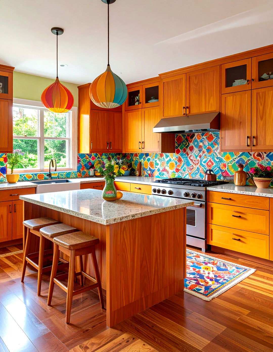 Mid Century Modern Kitchen with Walnut Butcher Block - 24 Kitchens With Butcher Block Countertops