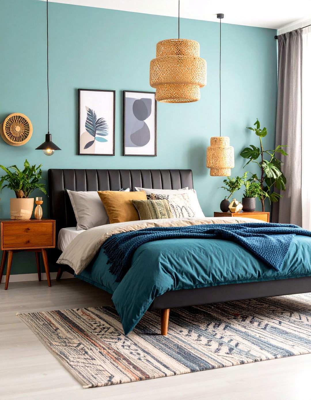 Mid Century Modern Matte Black Accents - 24 Matte Black Bedroom Ideas