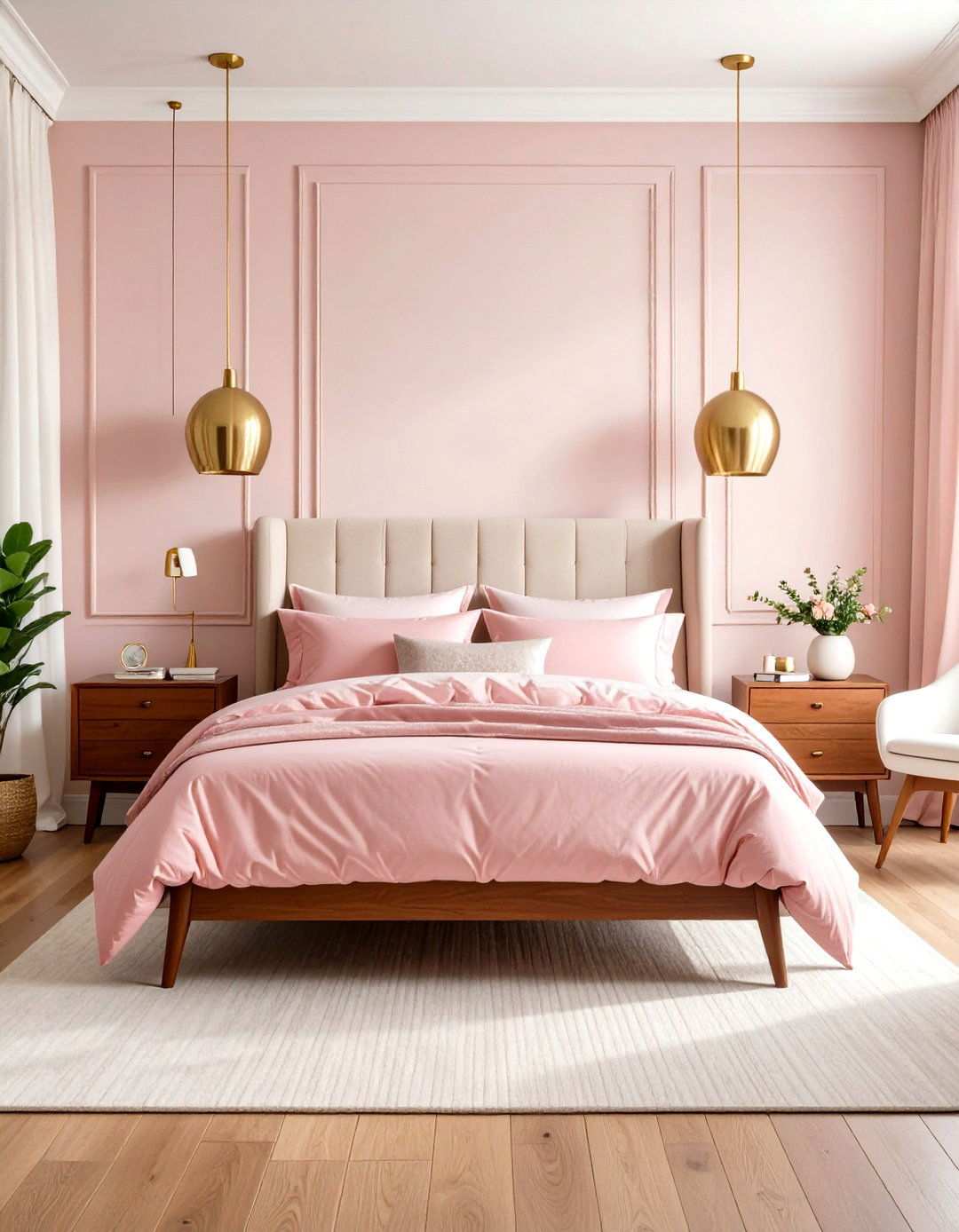 Mid Century Modern Pink - 24 Pink and White Bedroom Ideas