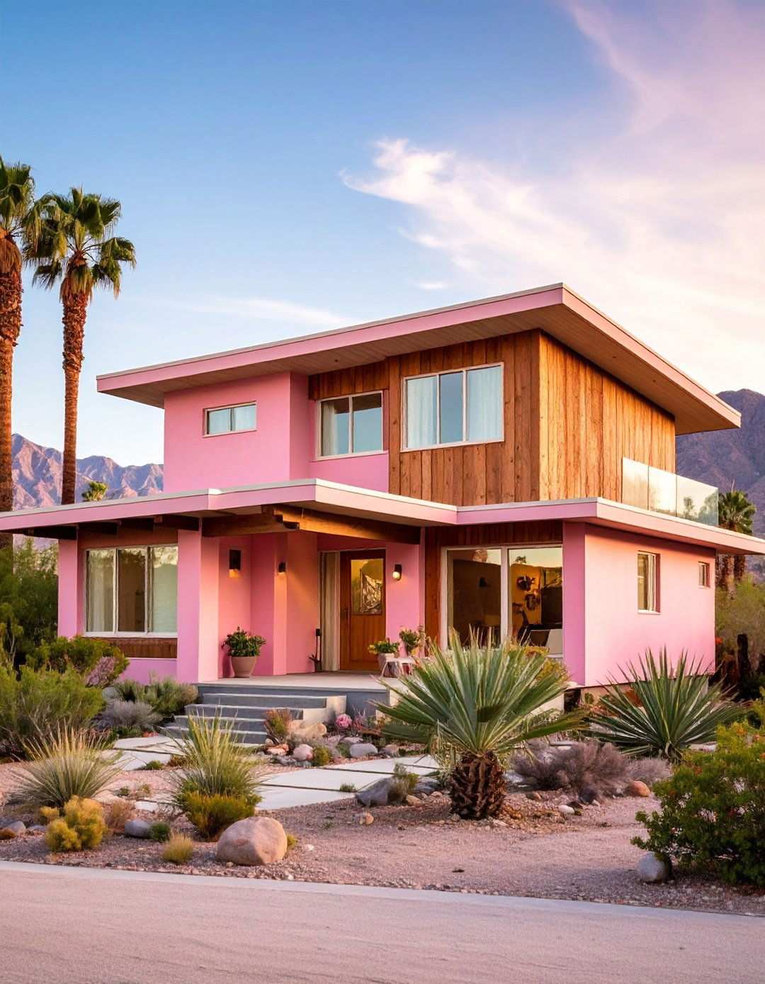 Mid Century Modern Pink Palm Springs - 24 Pink House Exterior Ideas