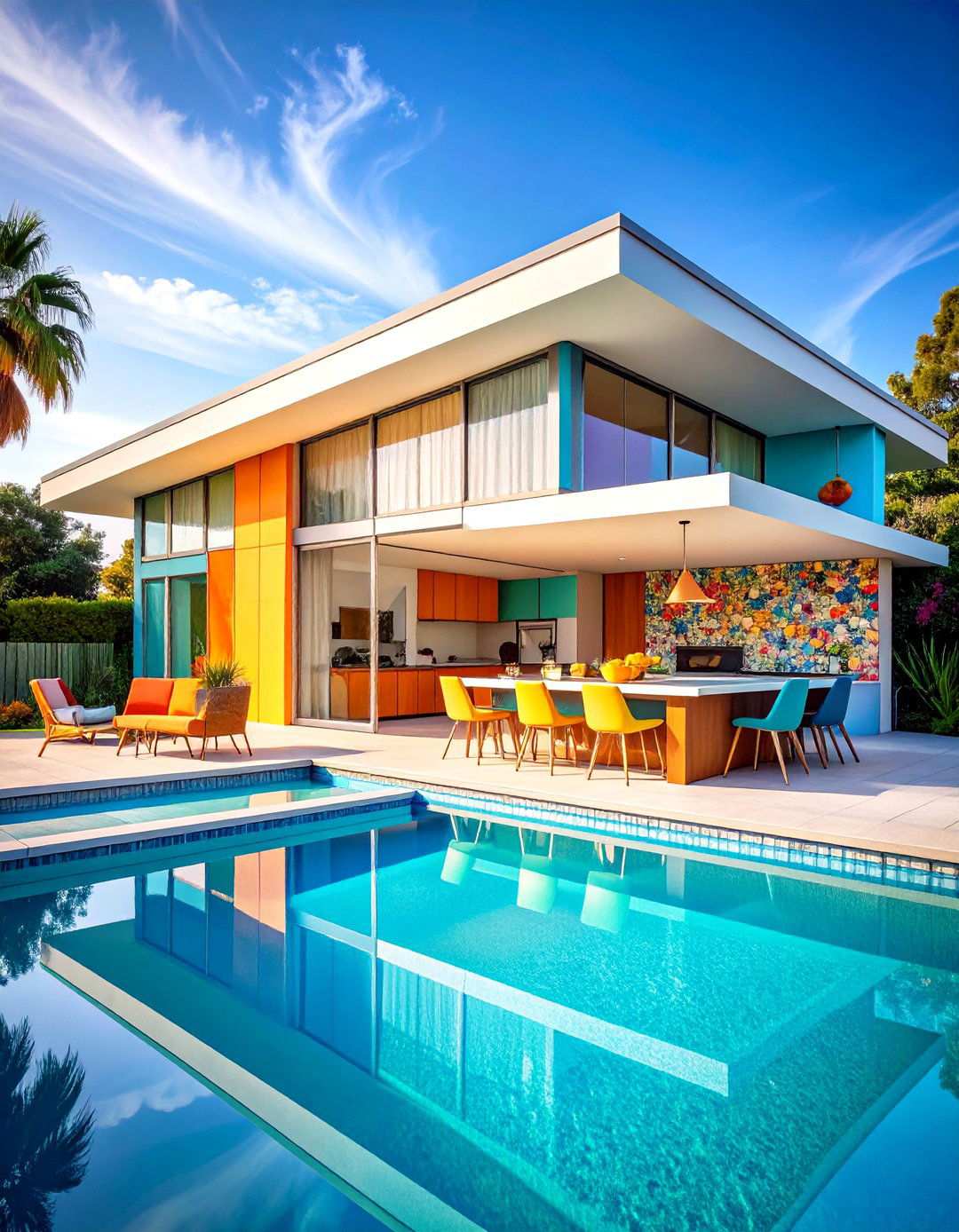 Mid Century Modern Pool House with Atomic Age Kitchen - 24 Pool House With Outdoor Kitchen Ideas
