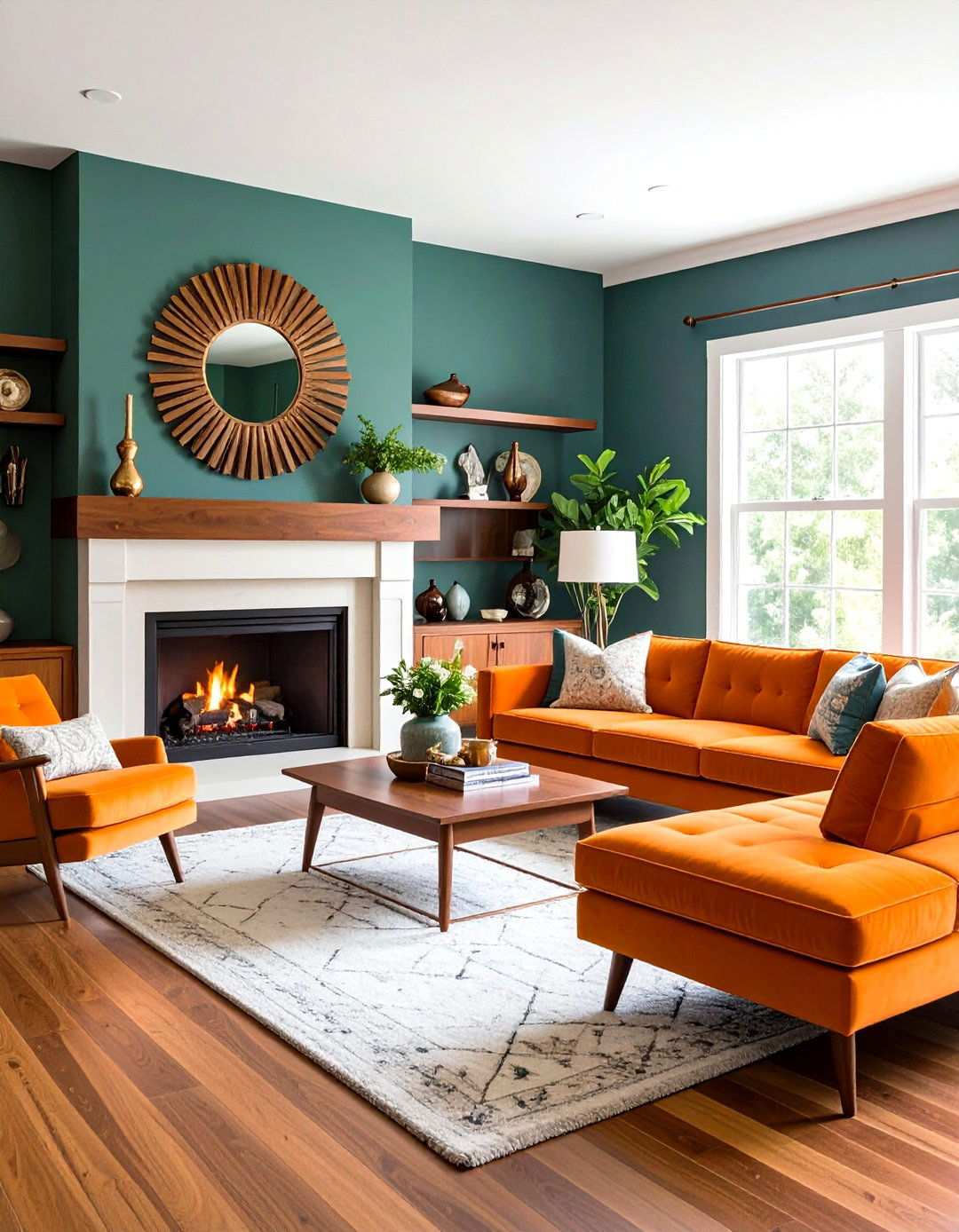 Mid Century Modern Revival - 24 Living Room Ideas With Sectionals and Fireplace
