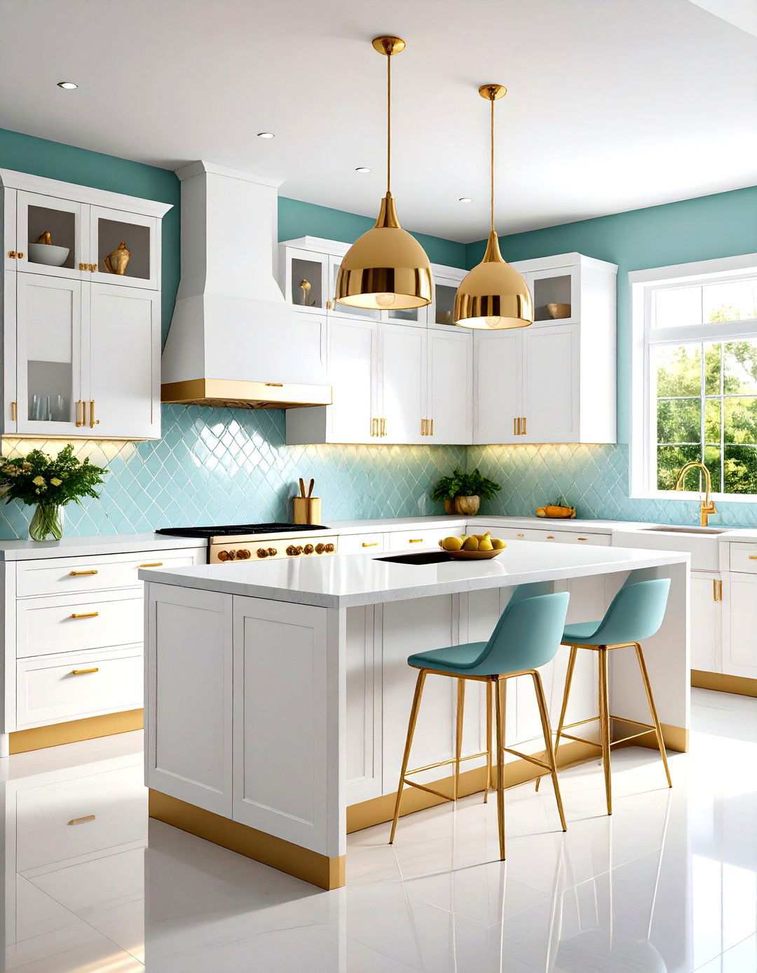Mid Century Modern White and Gold Kitchen - 24 White and Gold Kitchen Ideas