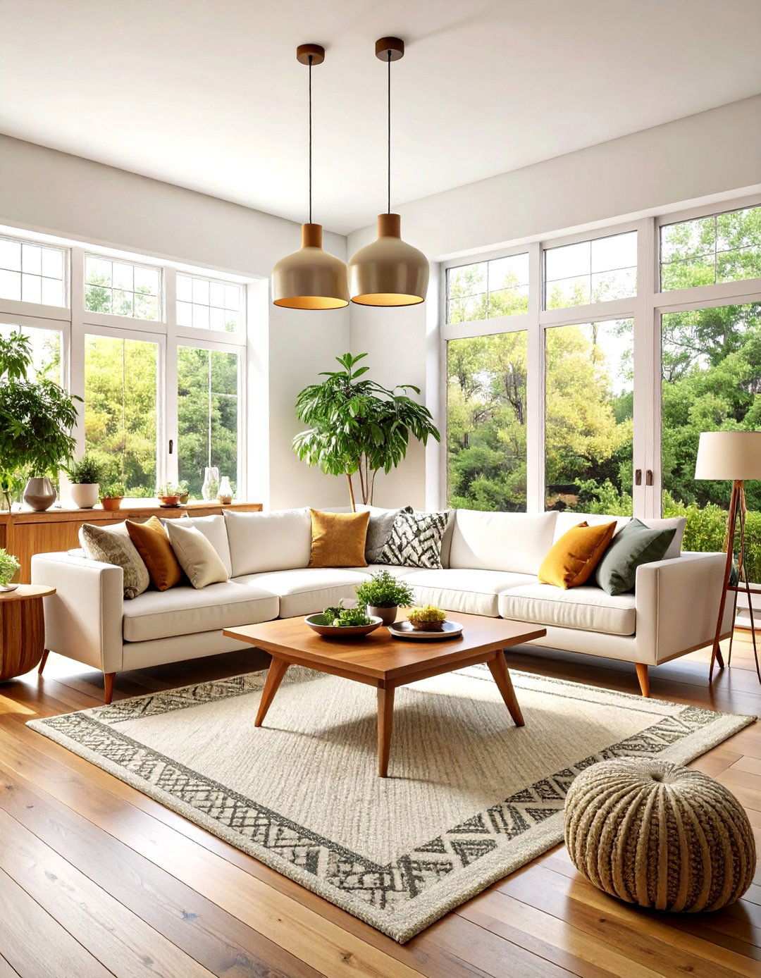 Mid Century Modern White Living Room - 24 White Living Room Ideas
